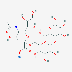 molecular formula C23H38NNaO19 B15157380 Sodium 5-acetamido-4-hydroxy-2-[(3,4,5-trihydroxy-6-{[4,5,6-trihydroxy-2-(hydroxymethyl)oxan-3-yl]oxy}oxan-2-yl)methoxy]-6-(1,2,3-trihydroxypropyl)oxane-2-carboxylate 