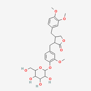 molecular formula C27H34O11 B15157412 4-[(3,4-dimethoxyphenyl)methyl]-3-[[3-methoxy-4-[3,4,5-trihydroxy-6-(hydroxymethyl)oxan-2-yl]oxyphenyl]methyl]oxolan-2-one 