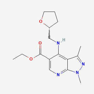 molecular formula C16H22N4O3 B15157496 ethyl 1,3-dimethyl-4-{[(2R)-oxolan-2-ylmethyl]amino}pyrazolo[3,4-b]pyridine-5-carboxylate 
