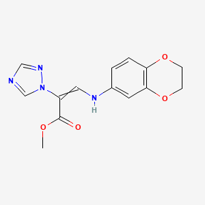 molecular formula C14H14N4O4 B15157558 Methyl 3-(2,3-dihydro-1,4-benzodioxin-6-ylamino)-2-(1,2,4-triazol-1-yl)prop-2-enoate 