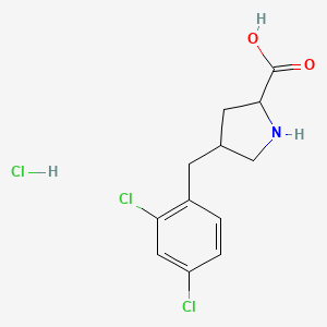 molecular formula C12H14Cl3NO2 B15157963 4-[(2,4-Dichlorophenyl)methyl]pyrrolidine-2-carboxylic acid hydrochloride 