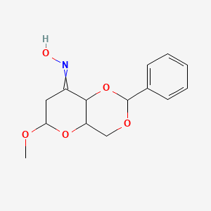 molecular formula C14H17NO5 B15158007 N-(6-methoxy-2-phenyl-4a,6,7,8a-tetrahydro-4H-pyrano[3,2-d][1,3]dioxin-8-ylidene)hydroxylamine 