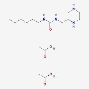 molecular formula C16H34N4O5 B15158303 Urea, N-hexyl-N'-(2-piperazinylmethyl)-, diacetate CAS No. 819075-29-1