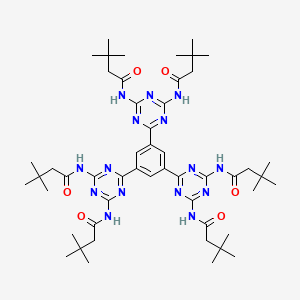 molecular formula C51H75N15O6 B15159510 N-[4-[3,5-bis[4,6-bis(3,3-dimethylbutanoylamino)-1,3,5-triazin-2-yl]phenyl]-6-(3,3-dimethylbutanoylamino)-1,3,5-triazin-2-yl]-3,3-dimethylbutanamide 