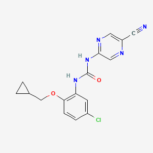 molecular formula C16H14ClN5O2 B15159556 Urea, N-[5-chloro-2-(cyclopropylmethoxy)phenyl]-N'-(5-cyanopyrazinyl)- CAS No. 660851-02-5