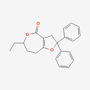 molecular formula C22H22O3 B15159622 Furo[3,2-c]oxepin-4(2H)-one, 6-ethyl-3,6,7,8-tetrahydro-2,2-diphenyl- CAS No. 835613-73-5