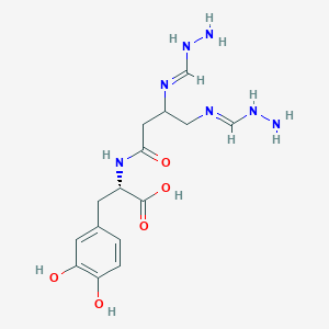 molecular formula C15H23N7O5 B15159916 N-{3,4-Bis(E)[(hydrazinylmethylidene)amino]butanoyl}-3-hydroxy-L-tyrosine CAS No. 863678-64-2
