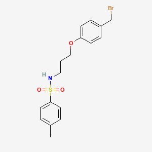 molecular formula C17H20BrNO3S B15159983 N-{3-[4-(Bromomethyl)phenoxy]propyl}-4-methylbenzene-1-sulfonamide CAS No. 651359-54-5