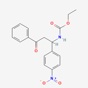 molecular formula C18H18N2O5 B15159991 Carbamic acid, [1-(4-nitrophenyl)-3-oxo-3-phenylpropyl]-, ethyl ester CAS No. 655226-51-0
