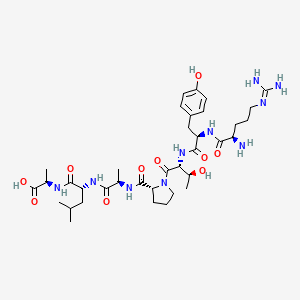 molecular formula C36H58N10O10 B15160484 N~5~-(Diaminomethylidene)-D-ornithyl-D-tyrosyl-D-threonyl-D-prolyl-D-alanyl-D-leucyl-D-alanine CAS No. 868844-76-2