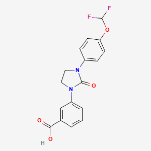molecular formula C17H14F2N2O4 B15160525 Benzoic acid, 3-[3-[4-(difluoromethoxy)phenyl]-2-oxo-1-imidazolidinyl]- CAS No. 651748-80-0