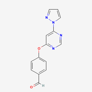 molecular formula C14H10N4O2 B1516054 4-((6-(1H-Pyrazol-1-yl)pyrimidin-4-yl)oxy)benzaldehyde CAS No. 1015846-03-3