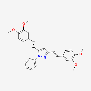 molecular formula C29H28N2O4 B15160625 3,5-Bis[2-(3,4-dimethoxyphenyl)ethenyl]-1-phenyl-1H-pyrazole CAS No. 828911-84-8