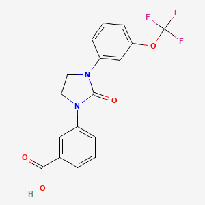molecular formula C17H13F3N2O4 B15160960 Benzoic acid, 3-[2-oxo-3-[3-(trifluoromethoxy)phenyl]-1-imidazolidinyl]- CAS No. 651749-05-2