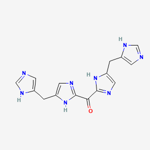 molecular formula C15H14N8O B15161189 Bis{5-[(1H-imidazol-5-yl)methyl]-1H-imidazol-2-yl}methanone CAS No. 143201-21-2