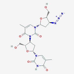 molecular formula C₂₀H₂₅N₇O₈ B151615 3'-(3-(3-Azido-2,3-dideoxy-beta-D-erythro-pentofuranosyl)-3,6-dihydro-5-methyl-2,6-dioxo-1(2H)-pyrimidinyl)-3'-deoxythymidine CAS No. 148665-49-0