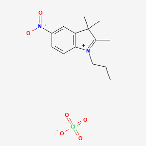 molecular formula C14H19ClN2O6 B15161664 2,3,3-Trimethyl-5-nitro-1-propyl-3H-indol-1-ium perchlorate CAS No. 667427-11-4