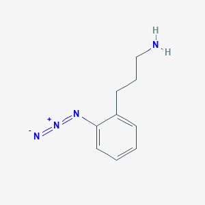 molecular formula C9H12N4 B15162451 Benzenepropanamine, 2-azido- CAS No. 146954-33-8