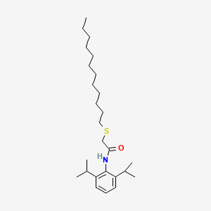 molecular formula C26H45NOS B15162542 Acetamide, N-[2,6-bis(1-methylethyl)phenyl]-2-(dodecylthio)- CAS No. 144289-00-9