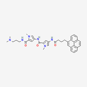 molecular formula C37H40N6O3 B15162650 N-(5-(((3-(Dimethylamino)propyl)amino)carbonyl)-1-methyl-1H-pyrrol-3-yl)-1-methyl-4-((1-oxo-4-(4-pyrenyl)butyl)amino)-1H-pyrrole-2-carboxamide CAS No. 166982-61-2
