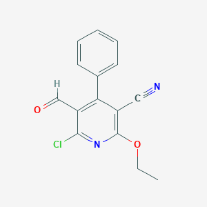 molecular formula C15H11ClN2O2 B15162990 3-Pyridinecarbonitrile, 6-chloro-2-ethoxy-5-formyl-4-phenyl- CAS No. 143815-60-5