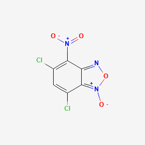 molecular formula C6HCl2N3O4 B15163149 5,7-Dichloro-4-nitro-1-oxo-2,1lambda~5~,3-benzoxadiazole CAS No. 173159-49-4