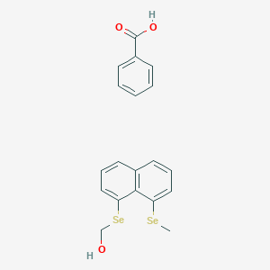 molecular formula C19H18O3Se2 B15163155 Benzoic acid;(8-methylselanylnaphthalen-1-yl)selanylmethanol CAS No. 143952-76-5