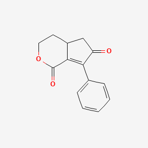 molecular formula C14H12O3 B15163207 Cyclopenta[c]pyran-1,6-dione, 3,4,4a,5-tetrahydro-7-phenyl- CAS No. 143121-34-0