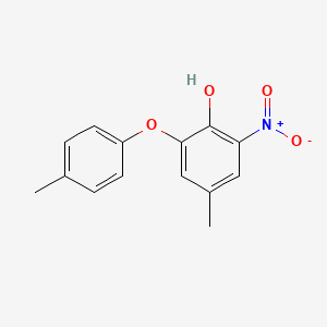 molecular formula C14H13NO4 B15163354 Phenol, 4-methyl-2-(4-methylphenoxy)-6-nitro- CAS No. 143327-69-9