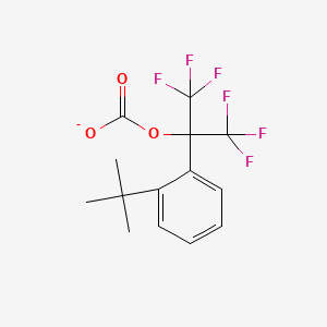 molecular formula C14H13F6O3- B15163384 2-(2-tert-Butylphenyl)-1,1,1,3,3,3-hexafluoropropan-2-yl carbonate CAS No. 143213-43-8