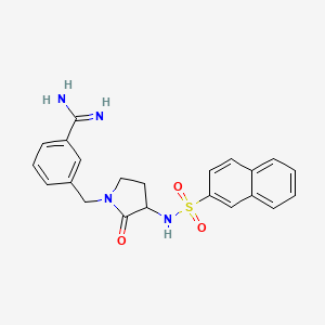 molecular formula C22H22N4O3S B15163435 Benzenecarboximidamide, 3-[[(3S)-3-[(2-naphthalenylsulfonyl)amino]-2-oxo-1-pyrrolidinyl]methyl]- 