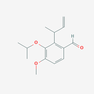 molecular formula C15H20O3 B15163482 Benzaldehyde, 4-methoxy-3-(1-methylethoxy)-2-(1-methyl-2-propenyl)- CAS No. 188255-40-5
