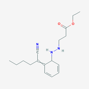 molecular formula C17H25N3O2 B15163756 Ethyl 3-{2-[6-(1-cyanopentylidene)cyclohexa-2,4-dien-1-yl]hydrazinyl}propanoate CAS No. 185390-15-2
