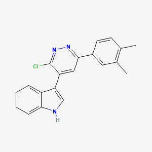 molecular formula C20H16ClN3 B15163869 1H-Indole, 3-[3-chloro-6-(3,4-dimethylphenyl)-4-pyridazinyl]- CAS No. 154535-39-4