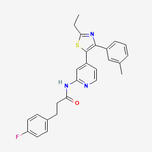 molecular formula C26H24FN3OS B15164468 N-{4-[2-Ethyl-4-(3-methylphenyl)-1,3-thiazol-5-yl]pyridin-2-yl}-3-(4-fluorophenyl)propanamide CAS No. 303162-82-5