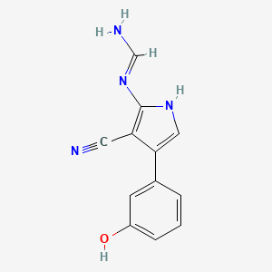 molecular formula C12H10N4O B15164956 N'-(3-Cyano-4-(3-hydroxyphenyl)-1H-pyrrol-2-YL)formamidine 