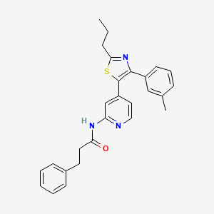 molecular formula C27H27N3OS B15165023 N-[4-[4-(3-Methylphenyl)-2-propyl-1,3-thiazol-5-YL]-2-pyridyl]-3-phenylpropionamide CAS No. 303162-86-9