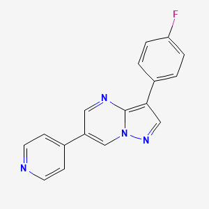 molecular formula C17H11FN4 B15165097 Pyrazolo[1,5-a]pyrimidine, 3-(4-fluorophenyl)-6-(4-pyridinyl)- CAS No. 216661-42-6