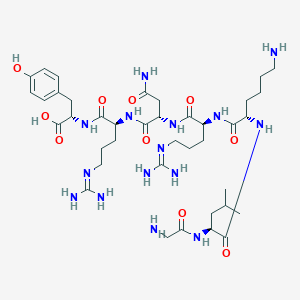 molecular formula C39H67N15O10 B15165255 Glycyl-L-leucyl-L-lysyl-N~5~-(diaminomethylidene)-L-ornithyl-L-asparaginyl-N~5~-(diaminomethylidene)-L-ornithyl-L-tyrosine CAS No. 494804-13-6