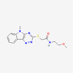 molecular formula C15H17N5O2S B15165353 Acetamide,N-(2-methoxyethyl)-2-[(5-methyl-5H-1,2,4-triazino[5,6-B]indol-3-YL)thio]- 