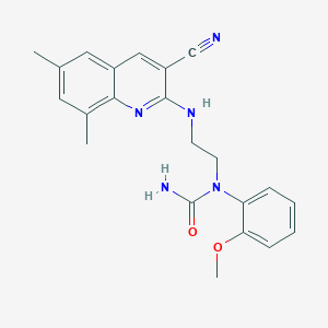 molecular formula C22H23N5O2 B15165577 N-{2-[(3-Cyano-6,8-dimethylquinolin-2-yl)amino]ethyl}-N-(2-methoxyphenyl)urea CAS No. 606105-69-5