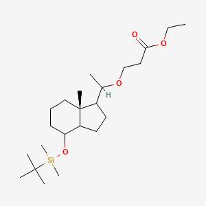 molecular formula C23H44O4Si B15165764 Propanoic acid, 3-[(1S)-1-[(1S,3aR,4S,7aR)-4-[[(1,1-dimethylethyl)dimethylsilyl]oxy]octahydro-7a-methyl-1H-inden-1-yl]ethoxy]-, ethyl ester 