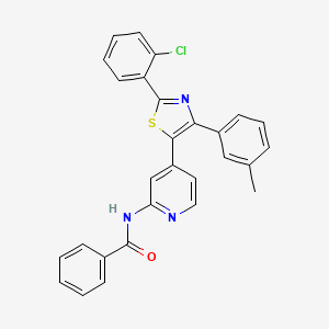 molecular formula C28H20ClN3OS B15165802 N-[4-[2-(2-Chlorophenyl)-4-(3-methylphenyl)-1,3-thiazol-5-YL]-2-pyridyl]benzamide CAS No. 303162-91-6