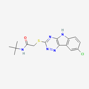 molecular formula C15H16ClN5OS B15165943 Acetamide,2-[(8-chloro-2H-1,2,4-triazino[5,6-B]indol-3-YL)thio]-N-(tert-butyl)- 