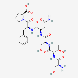 molecular formula C28H41N7O11 B15165998 L-Seryl-L-threonyl-L-seryl-L-asparaginyl-L-phenylalanyl-L-proline CAS No. 189807-27-0