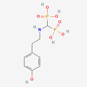 molecular formula C9H15NO7P2 B15166077 ({[2-(4-Hydroxyphenyl)ethyl]amino}methanediyl)bis(phosphonic acid) CAS No. 195000-04-5