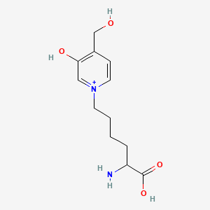 molecular formula C12H19N2O4+ B15166105 Pyridinium, 1-(5-amino-5-carboxypentyl)-3-hydroxy-4-(hydroxymethyl)- CAS No. 502158-75-0