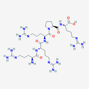molecular formula C29H57N17O6 B15166281 N~5~-(Diaminomethylidene)-L-ornithyl-N~5~-(diaminomethylidene)-L-ornithyl-N~5~-(diaminomethylidene)-L-ornithyl-L-prolyl-N~5~-(diaminomethylidene)-L-ornithine CAS No. 583838-58-8