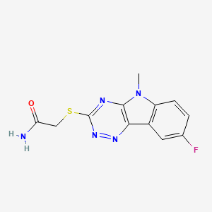 molecular formula C12H10FN5OS B15166336 Acetamide,2-[(8-fluoro-5-methyl-5H-1,2,4-triazino[5,6-B]indol-3-YL)thio]- 