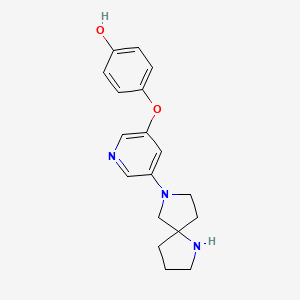 molecular formula C18H21N3O2 B15166378 Phenol, 4-[[5-(1,7-diazaspiro[4.4]non-7-yl)-3-pyridinyl]oxy]- CAS No. 646056-12-4
